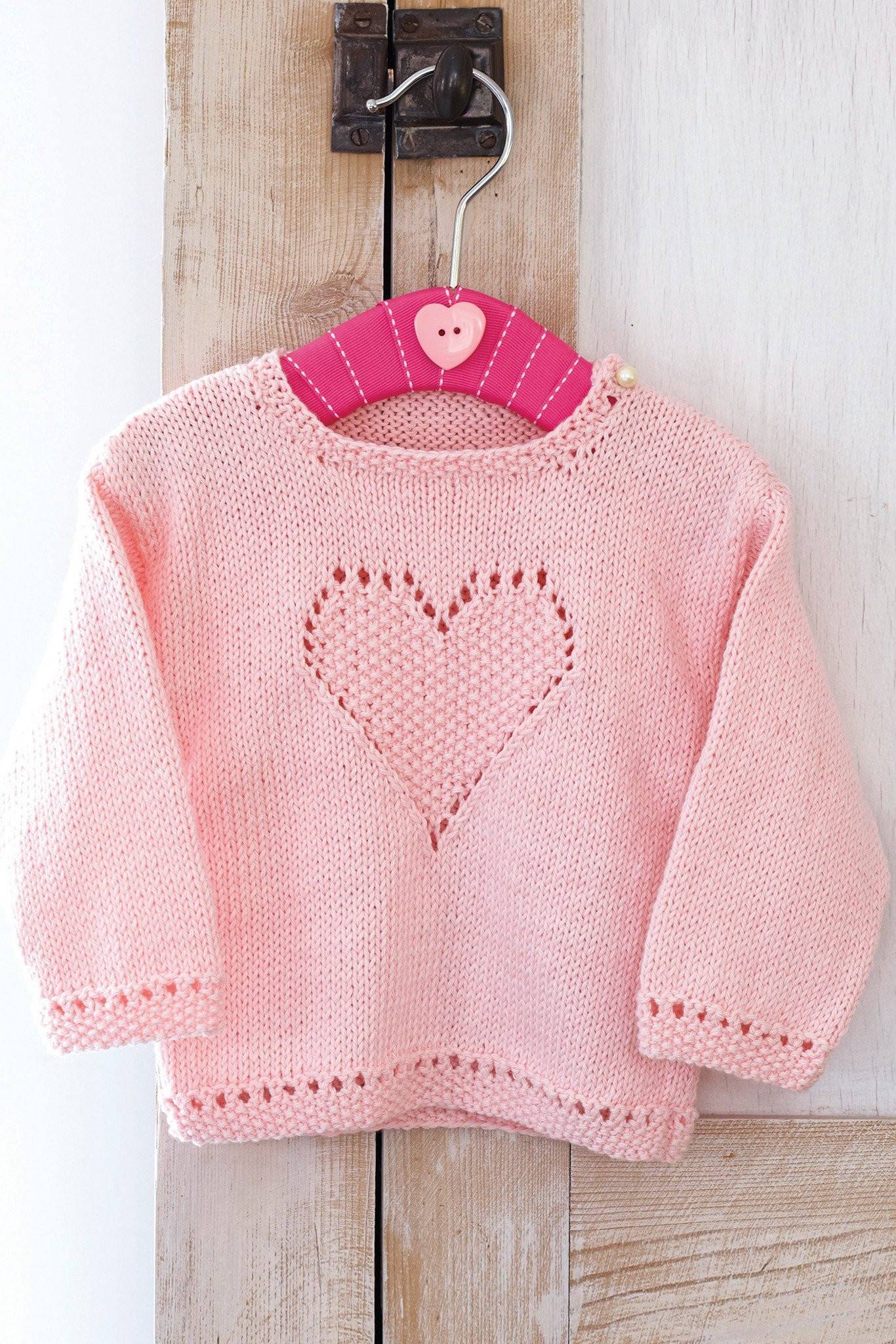 Baby Girls Jumper With Heart Knitting Pattern The Knitting Network