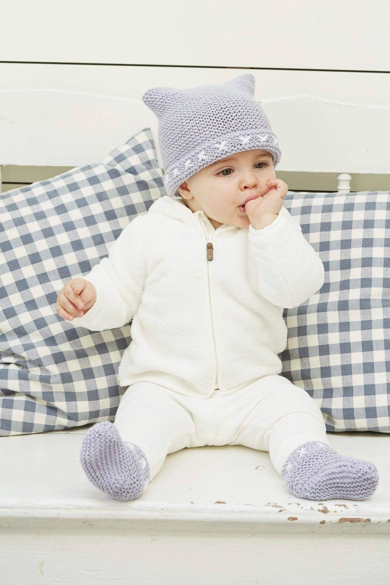 Garter Stitch Baby Hat And Bootees Knitting Pattern | The Knitting Network