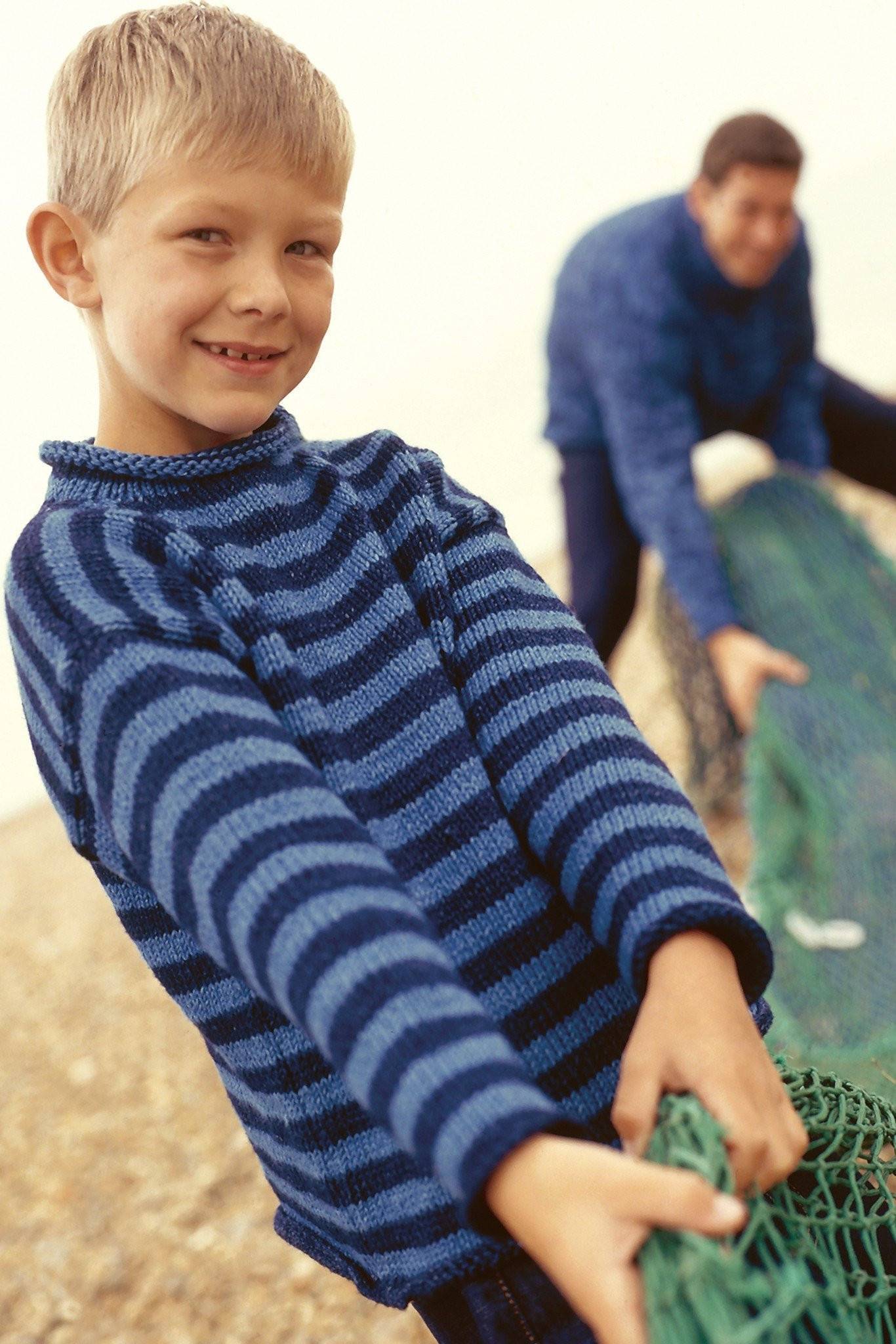 Striped Boys Jumper With Roll Neck Knitting Pattern 8B9