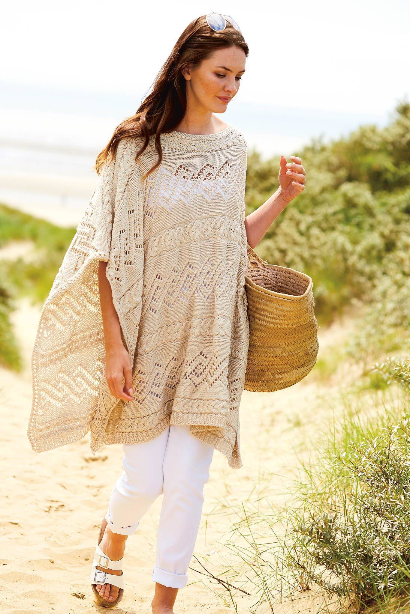 Womens Cable Poncho Knitting Pattern