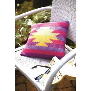 Kilim-style knitted cushion cover with bold design
