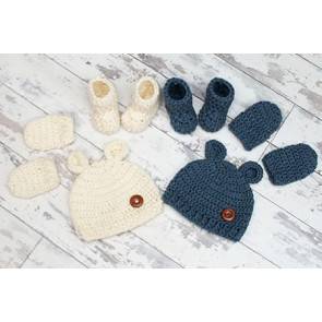 New Born Baby Bear Crochet Set in Cygnet Aran (CY1250)